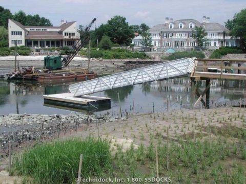 TechniDock ADA aluminum gangway installation at waterfront