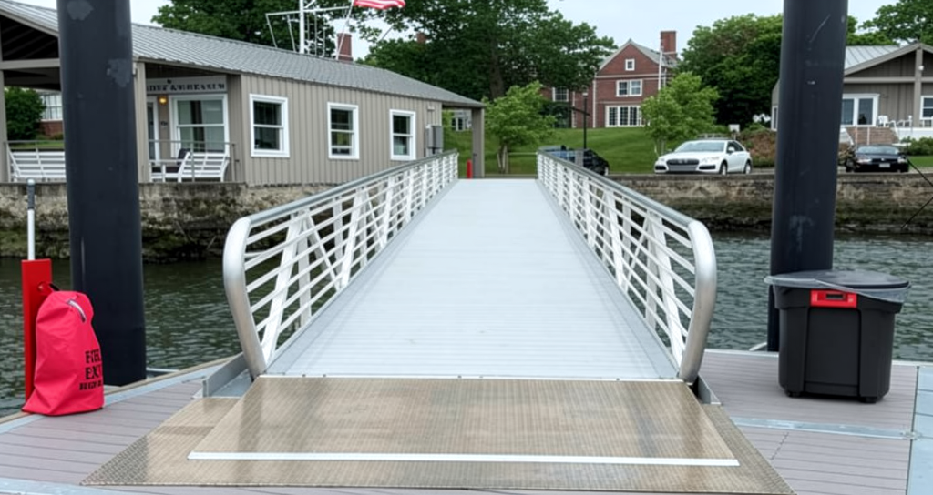 TechniDock 8 x 80 ADA aluminum gangway at yacht club waterfront